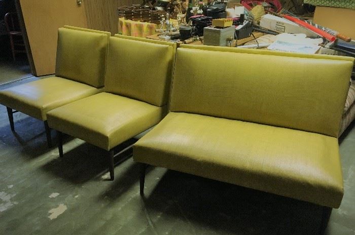 vintage 3 pc vinyl  sofa & chairs