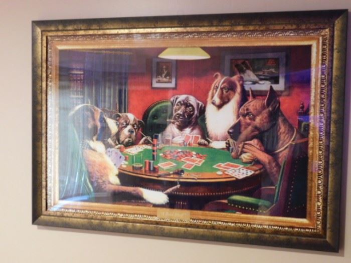 Dogs Playing Poker 36 x 24  Framed print 