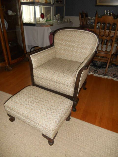 Antique side chair with ottoman