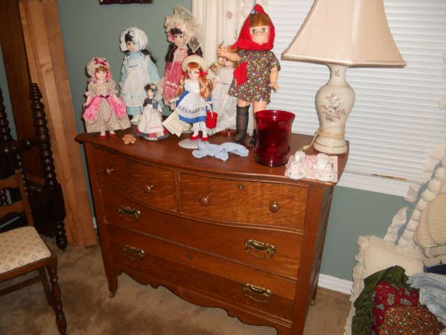 Doll collection in several areas throughout the house