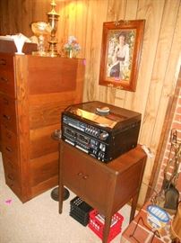 Record player radio cassette and Record cabinet  