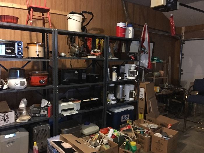 Small appliances, power tools, garage and outdoor items. 