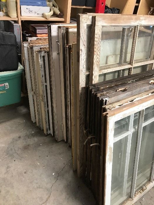 Old wood windows, many styles.