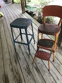 Industrial shop stool.  Vintage kitchen stool.