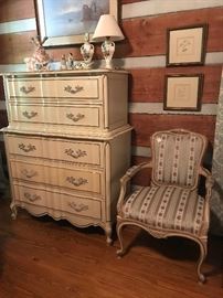 Tall french dresser, French chair.