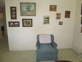Jerry Pond Arizona Artist Oil Painting Palo Verde Tree (Signed) Christmas Pic, Blue Chair Other  Pic
