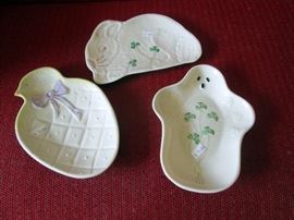 Belleek figural candy dishes – rabbit, ghost and chick