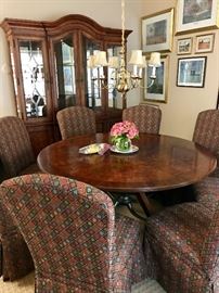 Gorgeous Dining Room Banded Table & Skirted Chairs