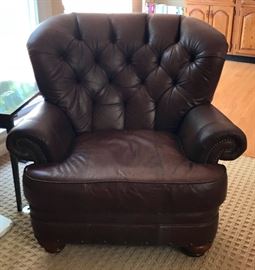 Club Furniture Deep Button Tufted Leather Arm Chair