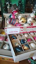 Unusual vintage Christmas balls-can you say 70's-check out the peace sign on the silver balls!
