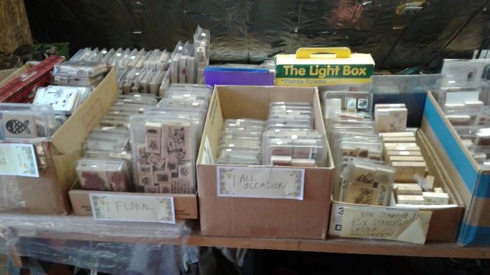 RUBBER STAMPS!  So many and so nice.  Boxes and boxes, many never used