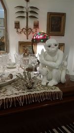 WHITE CERAMIC MONKEY