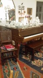 STORY & CLARK BABY GRAND PIANO...VICTORIAN FRENCH CHAIR WITH CANE BACK AND SEAT