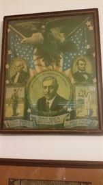 OLD WORLD WAR I POSTER PRINT:  WOODROW WILSON "AMERICA WE LOVE"