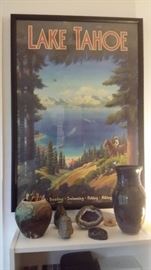 LAKE TAHOE POSTER, GEODE, POTTERY