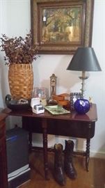 REALLY UNIQUE ANTIQUE MAHOGANY DROP LEAF TABLE...LIZARD BOOTS