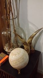 CARVED TUSKS...LARGE ONYX SPHERE