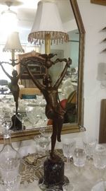 ANTIQUE ART NOUVEAU LAMP WITH MARBLE BASE