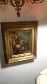 ANTIQUE ORIGINAL 1700'S -1800'S HAND PAINTED EUROPEAN RETABLO on COPPER PLATE
