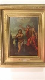 ANTIQUE ORIGINAL 1700'S -1800'S HAND PAINTED EUROPEAN RETABLO on COPPER PLATE