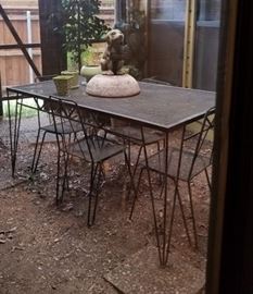 1950s iron table and 4 chairs
