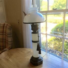 Antique milk glass lamp