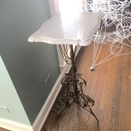 antique marble and iron side table