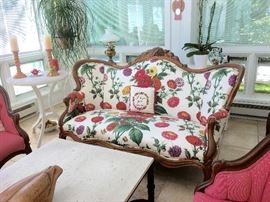 Victorian sofa in fun floral upholstery