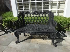 Antique Cast iron garden bench "Rose Garden" pattern