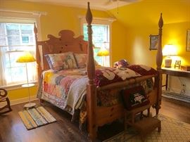 Wonderful carved pine queen bed