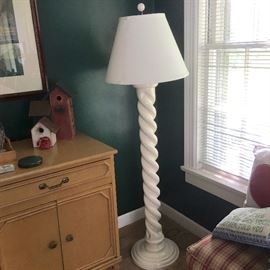 white barley twist floor lamp