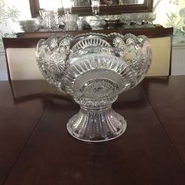 Pressed glass punch bowl