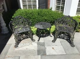 cast iron garden chairs & table