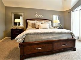 King Size Bed with High End Mattress and five piece Bedroom Furniture Set