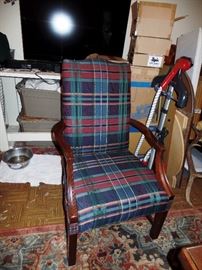 Several plaid chairs available