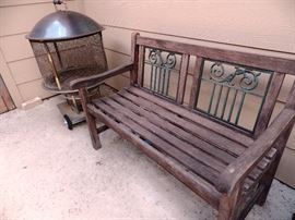 Sturdy bench and fire pit