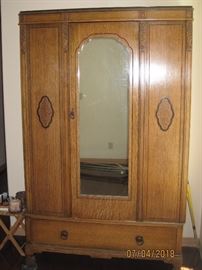 Early 1900's Wardrobe with nice inlay and accents. 