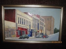 "Beacon Street, The Dark Side" by Barbara MacDonald local San Pedro Artist.  Assumed Oil on Canvas
