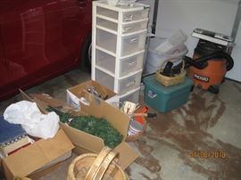 Misc Christmas, storage and Ridgid Vacuum
