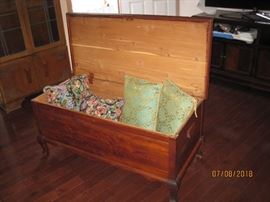 Vintage Cedar Chest from 1940's, Made from Kit available at that time. Hand Made Pillows, Contemporary Floral Pillows