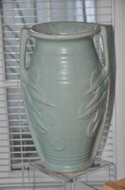 Large 14” vintage double handled ceramic vase made in USA!