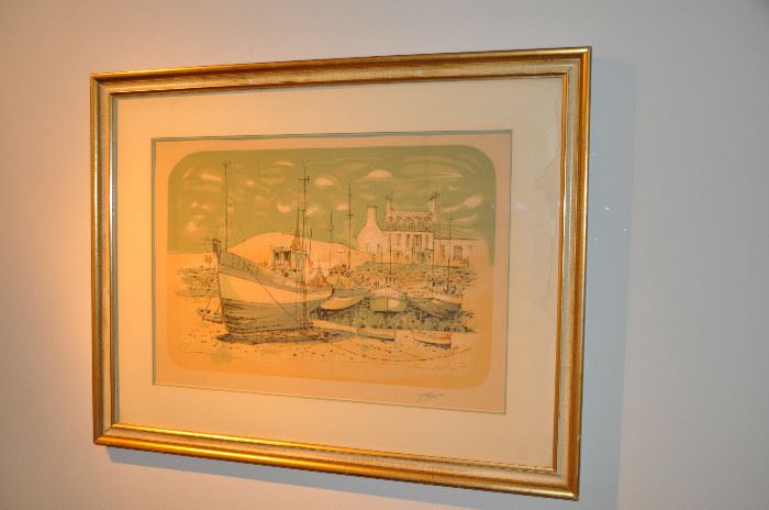 Rolf Rafflewski lithograph 182/200 "Harbour in Brittany" with COA (as is)