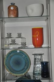 Murano glass vase, glass candle holders and vases, and more great pottery! 