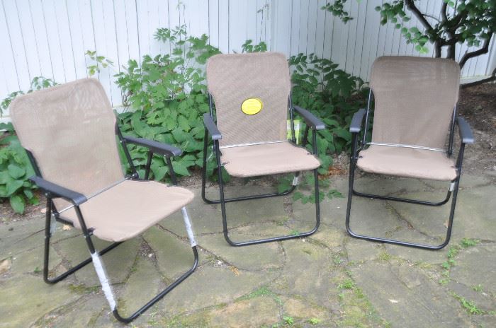Three outdoor folding chairs