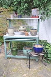 Terrific planting table available, shown with more great pots to choose from!