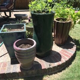 Lots of  glazed patio containers 