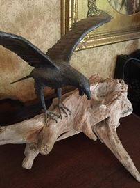 Well known and collectible Texas sculpture artist Siggi Munk, metal on driftwood