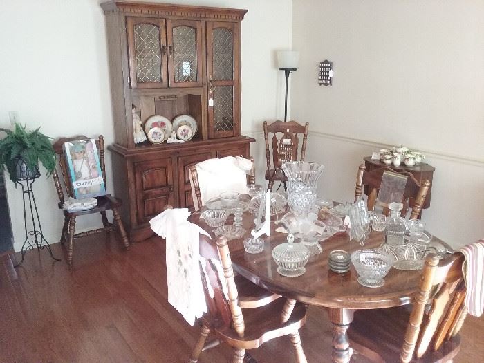 dining table and chairs, china hutch