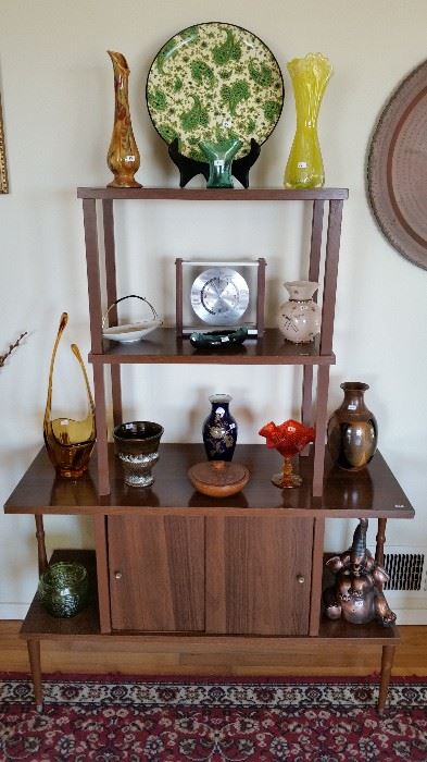 Mid century modern bookcase/cabinet.  Lots of smalls.