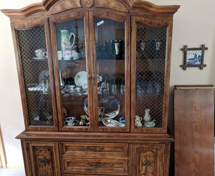 Great two piece china cabinet could also make a buffet or TV stand.